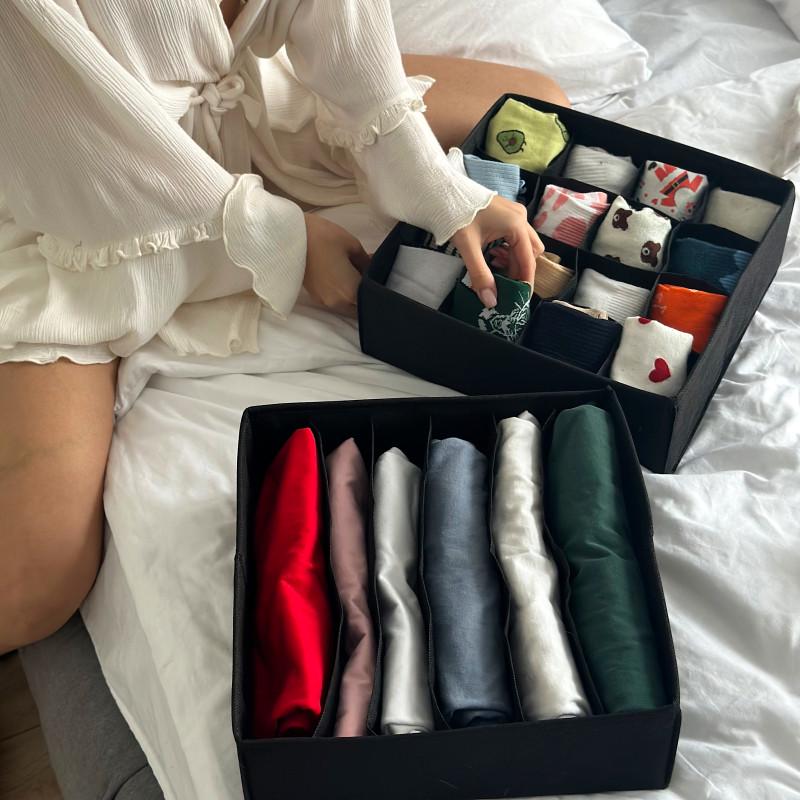 Набір органайзерів для білизни 2 шт. Чорний (Bl002) - фото 2 Набір органайзерів для білизни 2 шт. Чорний (Bl002) - фото 2