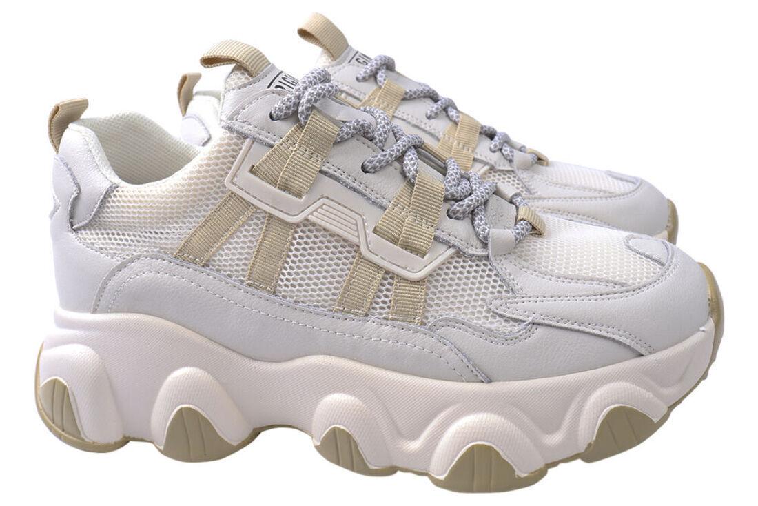 Кроссовки женские Vikonty из текстиля на платформе на шнуровке р. 38 Молочный (196-21LK)