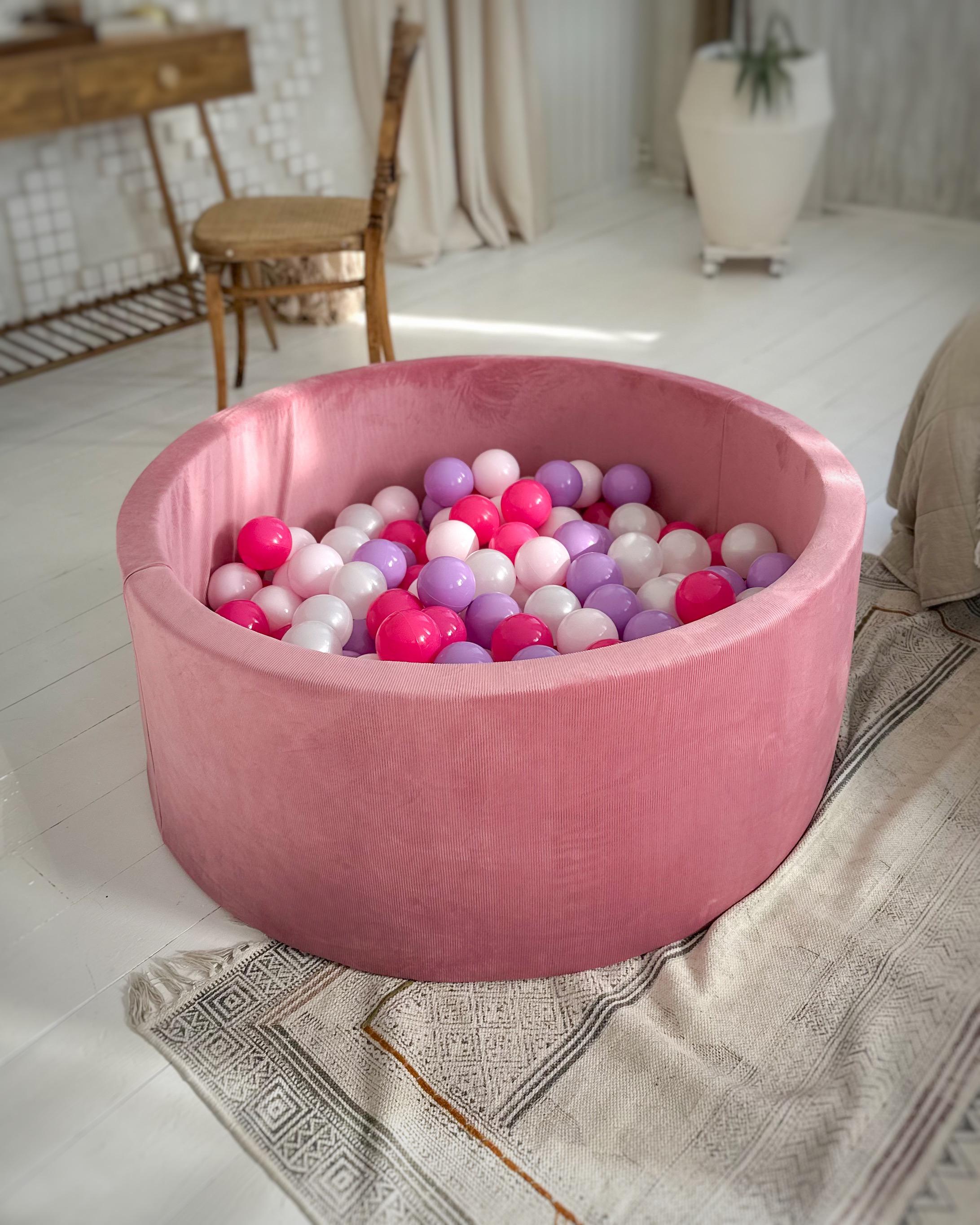 Басейн сухий з плюш вельвету з 200 кульками 100х40 см Рожевий (zvelvet200pink)