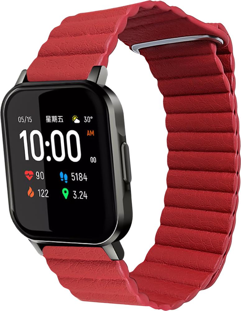 Ремешок кожаный Genis для Haylou Smart Watch 2 LS02 Red (26508-2D)