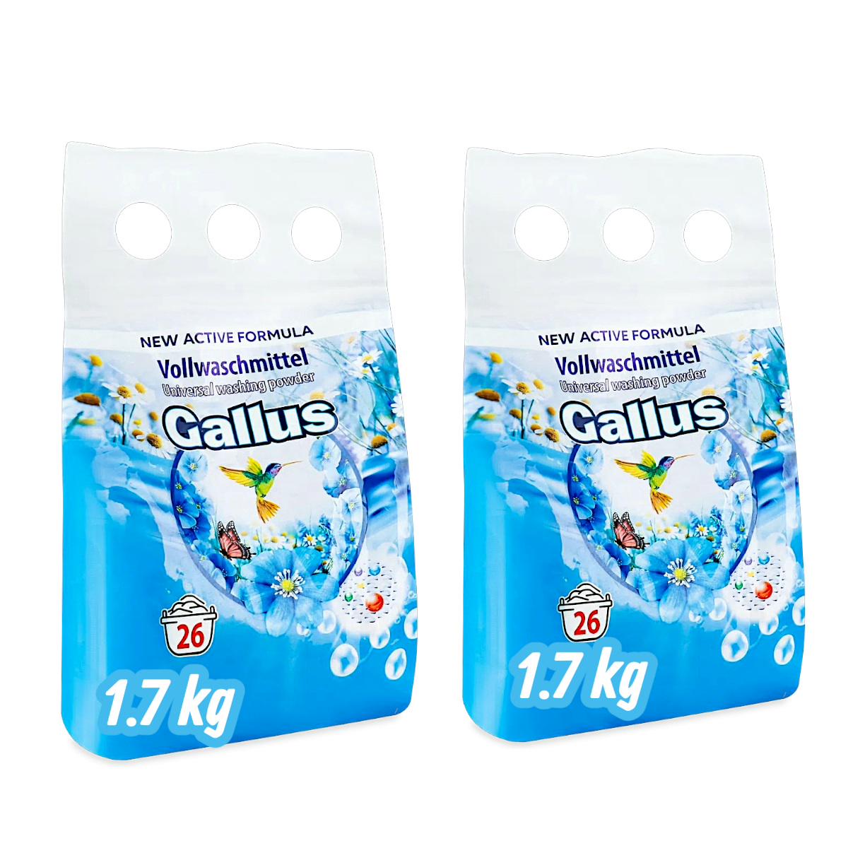 Набор порошков концентрата для стирки Gallus Universal Vollwaschmittel по 1,7 кг 26 циклов стирки 2 шт. (303002) Набор порошков концентрата для стирки Gallus Universal Vollwaschmittel по 1,7 кг 26 циклов стирки 2 шт. (303002)