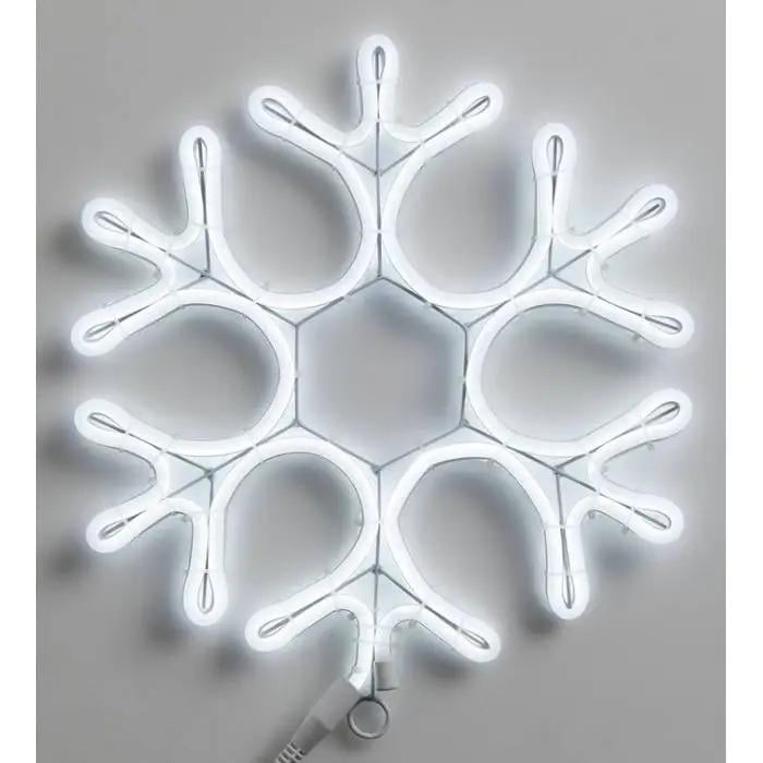 Неоновая уличная фигура Снежинка новогодняя 40х40 см от сети Холодный Белый