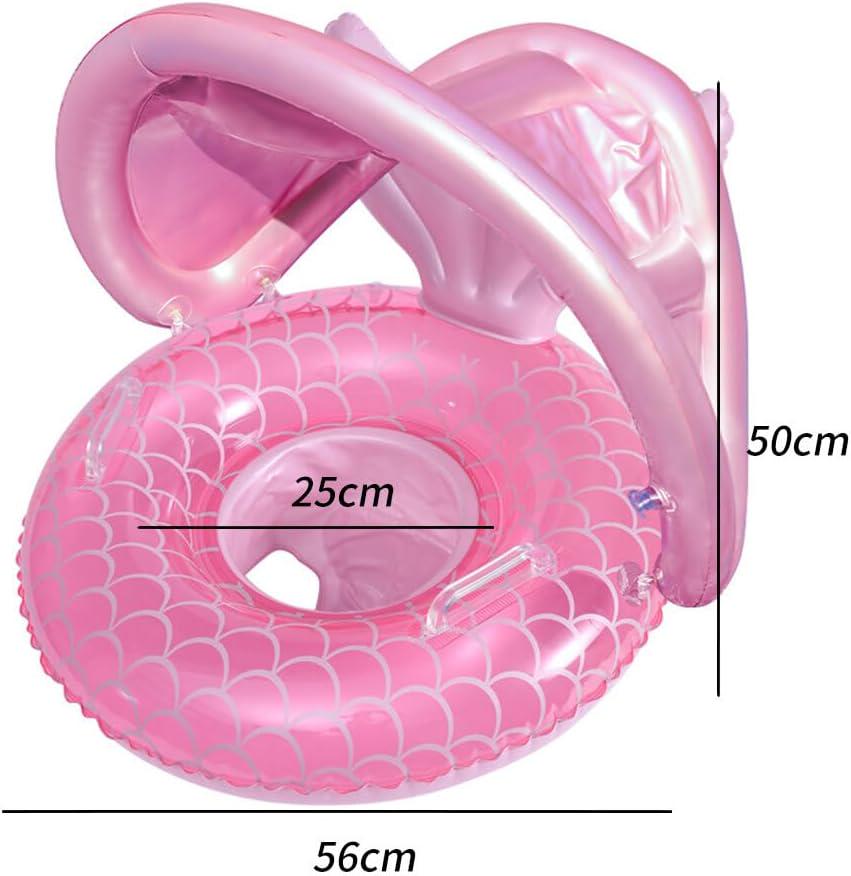 Надувная лодка-круг детская Русалка с навесом от солнца с 6+ до 4 лет Розовый - фото 8