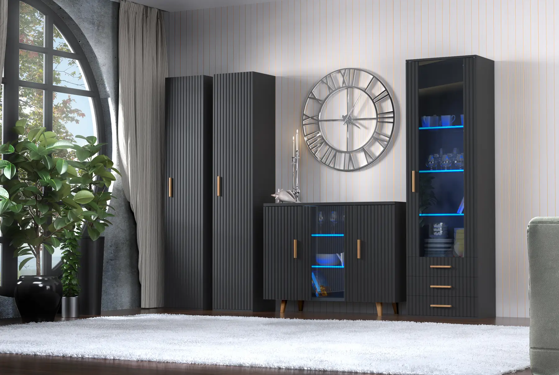 Гостиная комплект Artos Design Verona из ламинированной ДСП/ламинированной МДФ 2 Черный (49296)