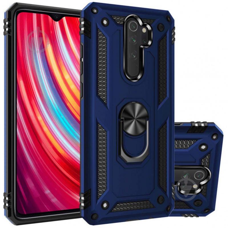 Ударопрочный чехол Epik Serge Ring магнитный держатель для Xiaomi Redmi Note 8 Pro Темно-синий (775871)