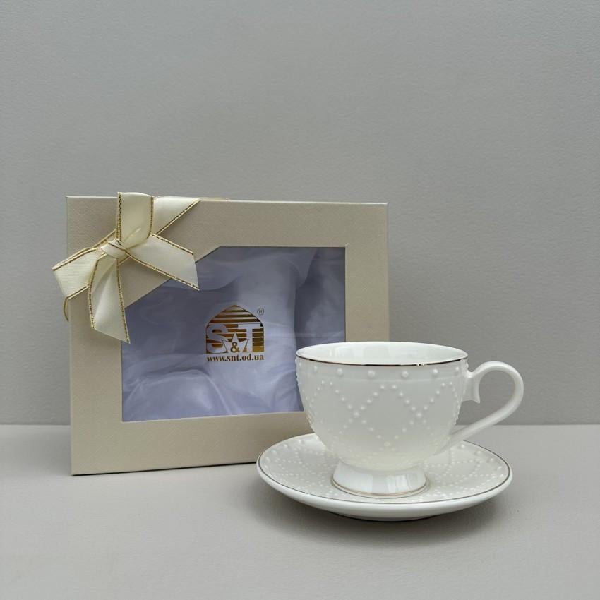 Чашка порцелянова з блюдцем S&T 23192-00 Аделіна 250 мл (2656884588)