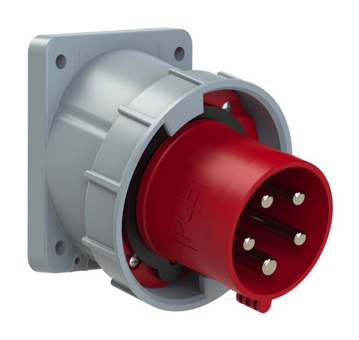 Силовая вилка встраиваемая наклонная PCE 3P+N+E IP67 63A 400V (735-6)
