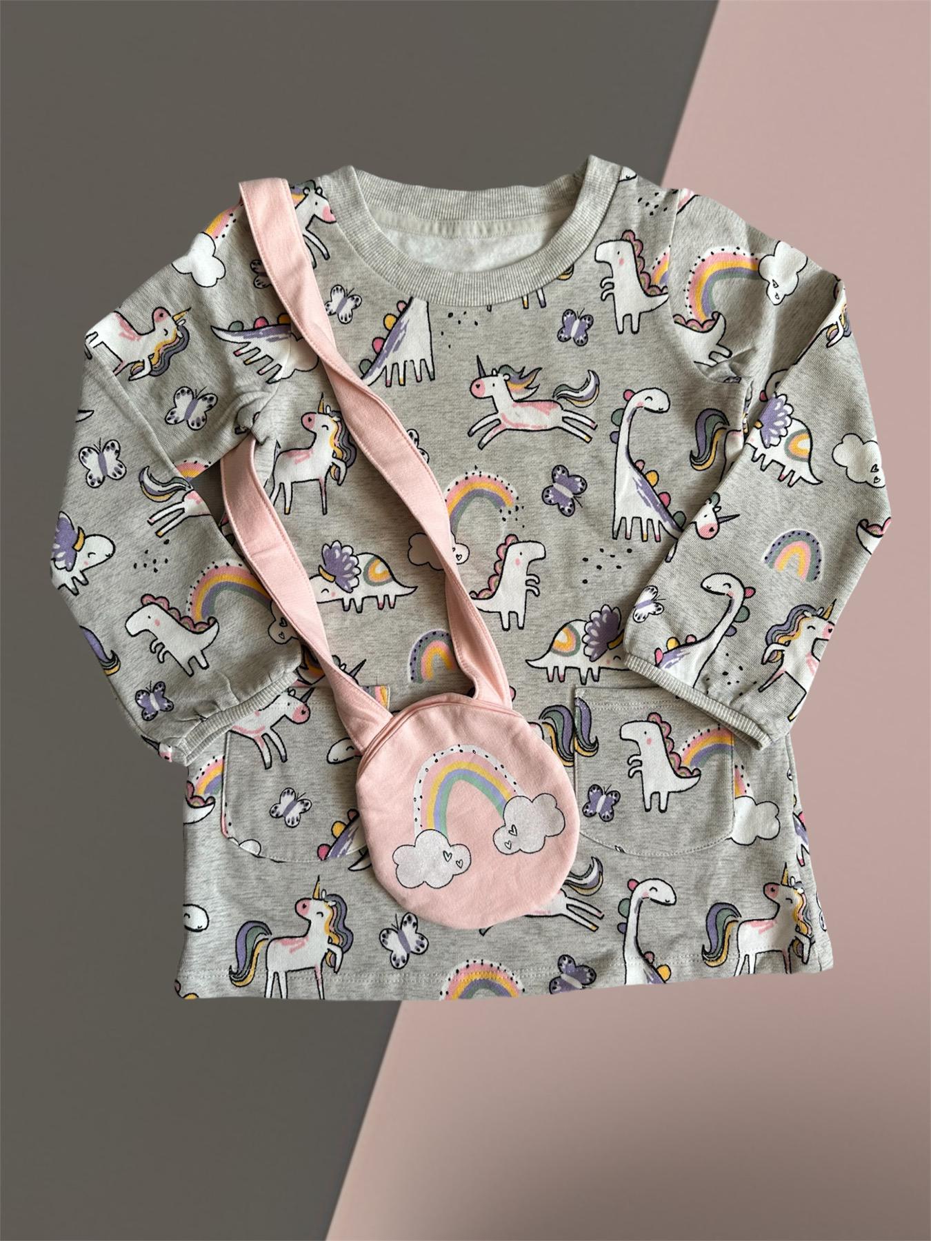 Комплект George платье/лосины/сумка 4/5 лет 104-110 см Серый (001300315) - фото 2 Комплект George платье/лосины/сумка 4/5 лет 104-110 см Серый (001300315) - фото 2