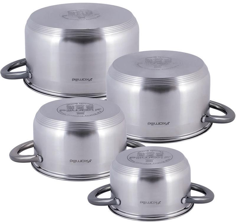 Набір каструль Kamille Groningen з нержавіючої сталі з 5-шаровим індукційним дном 1,5/2/3/5 л - фото 3