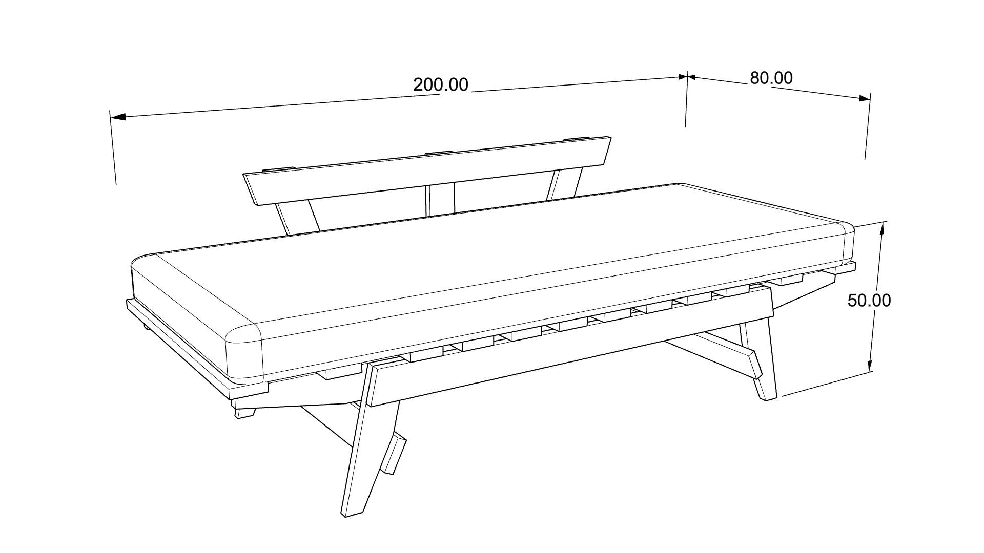 Диван-футон Чайка Futon Seagull кушетка раскладная 80х200 Голубой - фото 6