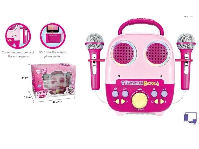 Детское караоке 5040/12 подсветки/микрофоны 2 шт./12 мелодий/подключение к телефону/от сети/USB-кабель (25606846) - фото 4