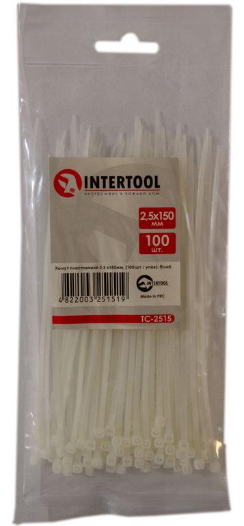 Хомут пластиковий Intertool 2,5 x150 мм 100 шт. Білий (000028252)