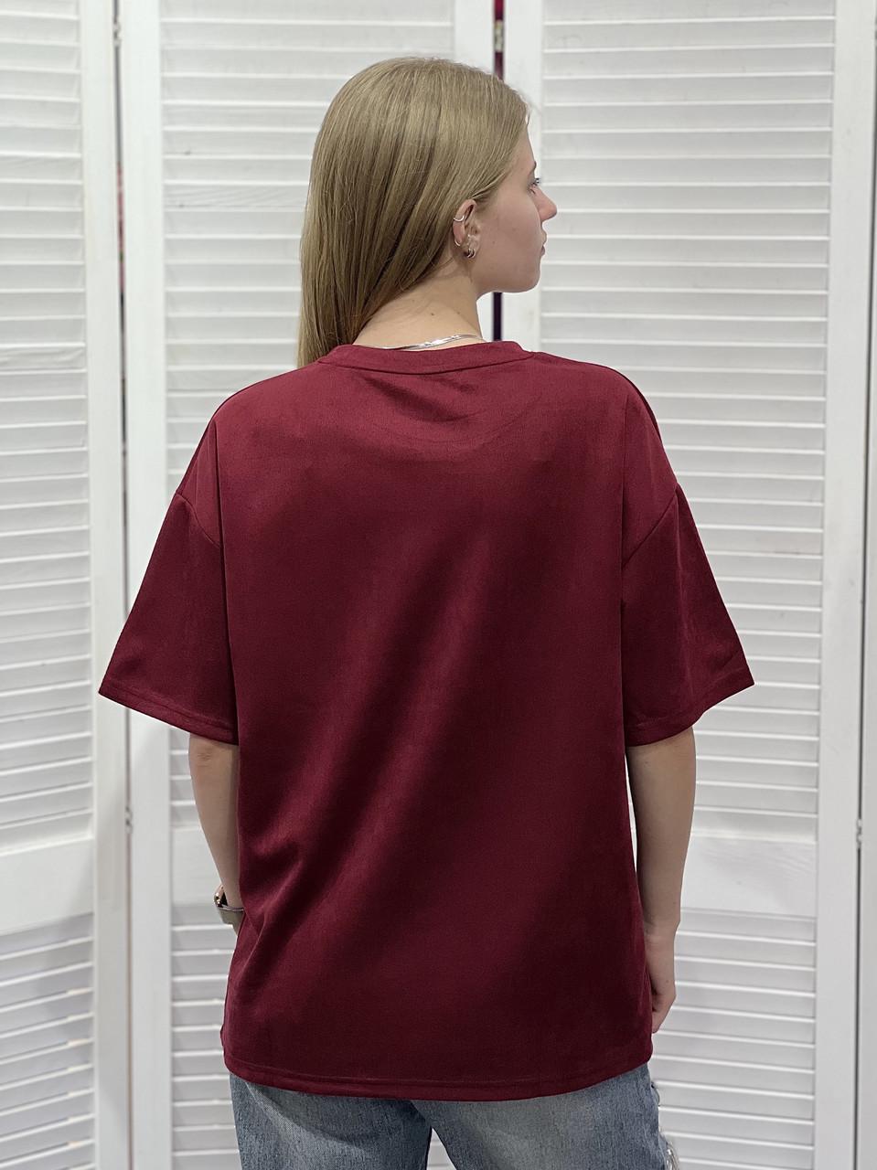 Футболка женская с блестящим принтом inslisa OS Красный (#25022-03) - фото 3 Футболка женская с блестящим принтом inslisa OS Красный (#25022-03) - фото 3