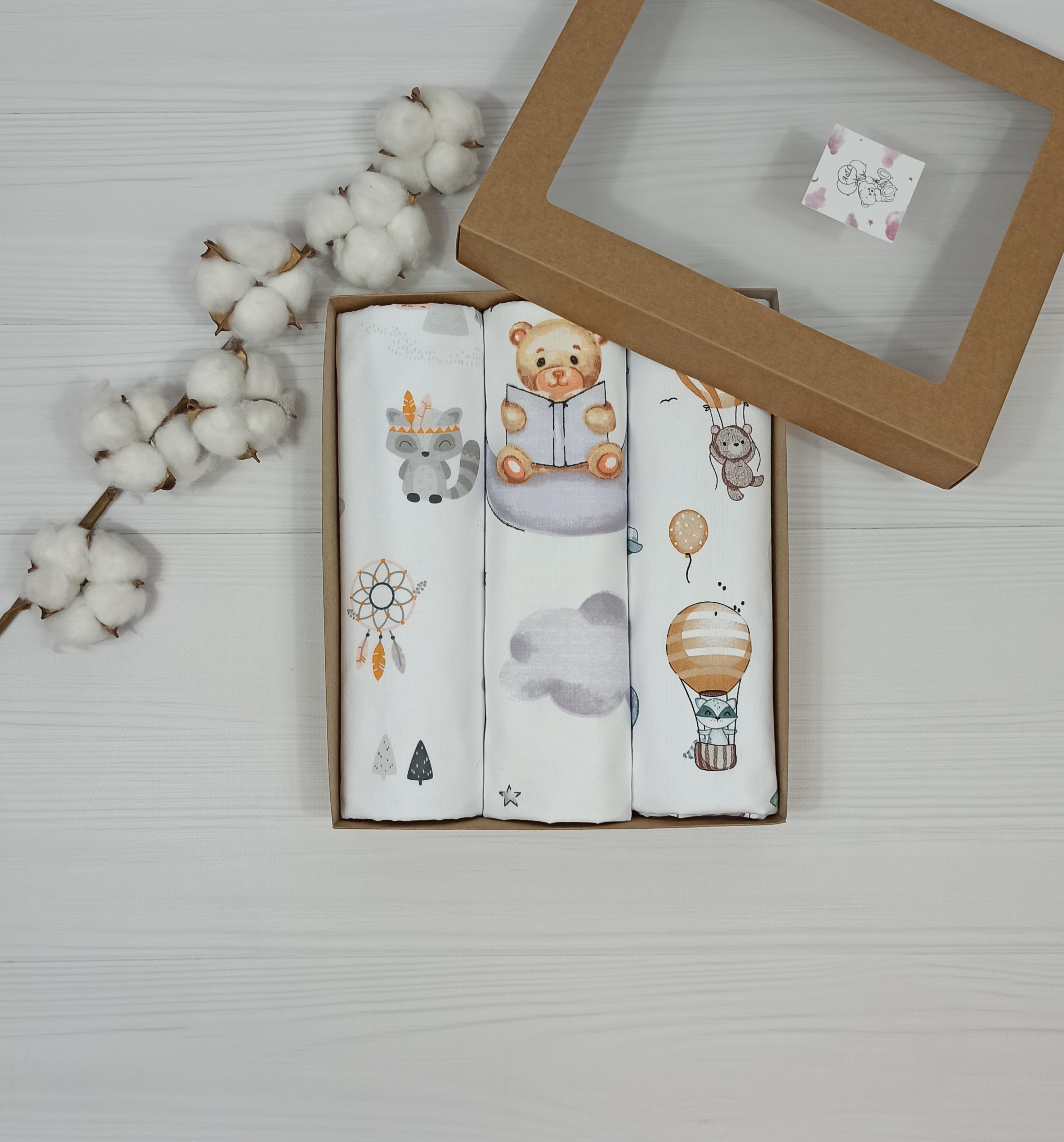 Пеленки детские a.l.babybox Мишка 50х80 см 3 шт. Разноцветный (NA 18169819)