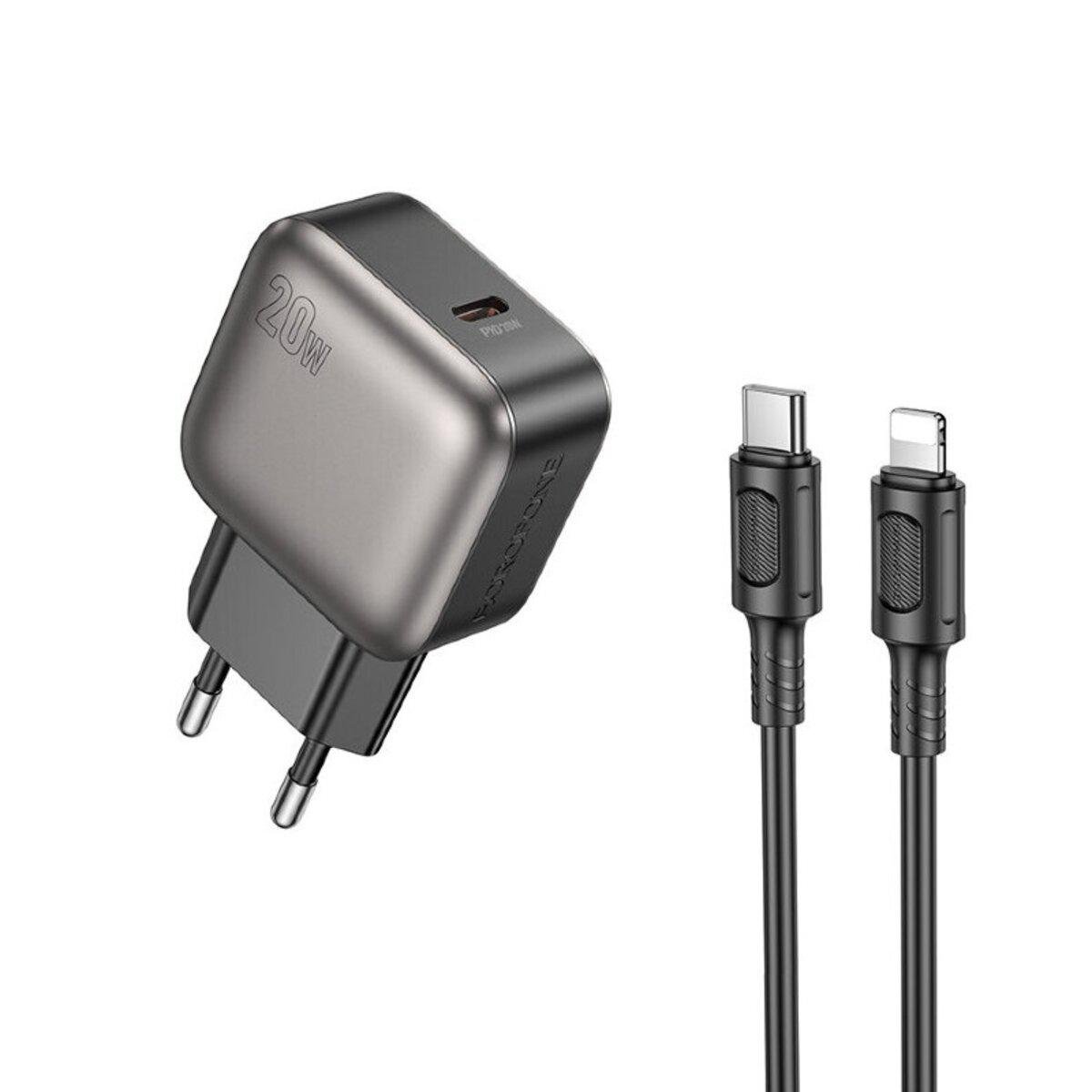 Зарядное устройство Borofone BAS53A Absolute PD 20W с одним портом USB-C и кабелем Type-C to Lightning Black (26074781)