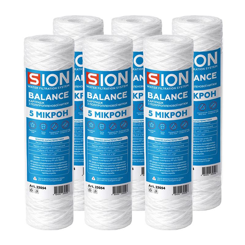 Комплект картриджей из полипропиленовой нити Sion 2,5”x10” 5 мкм 6 шт. (68032)