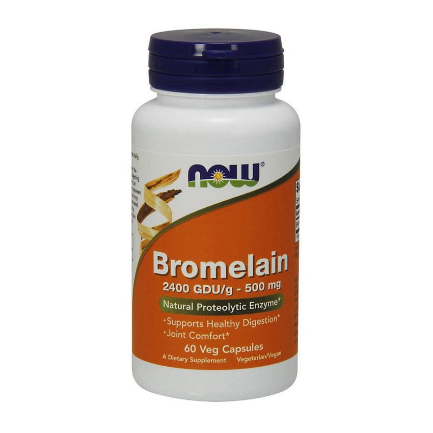 Бромелайн NOW Bromelain 500 mg 2400 GDU/ч 60 вер. капс.