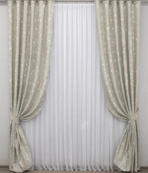 Комплект штор жаккард 1,5х2,75 м 2 шт. Бежевый (1169ш)