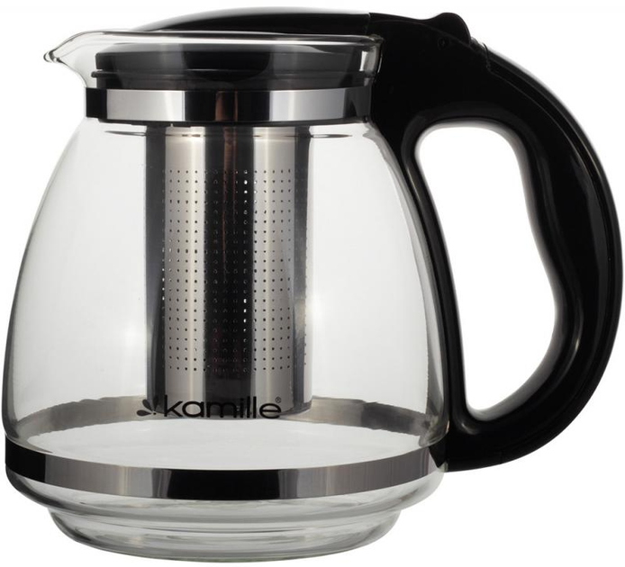 Заварочный чайник со съемным ситечком Kamille KM-0780L из нержавеющей стали и термостойкого стекла 1500 мл Прозрачный (150-84-0780L)