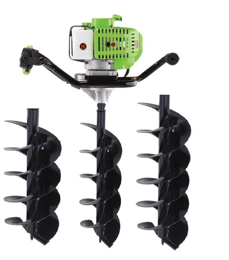 Мотобур Vorskla ПМЗ 52/100 в комплекте шнеков на 100 мм 150 мм и 250 мм