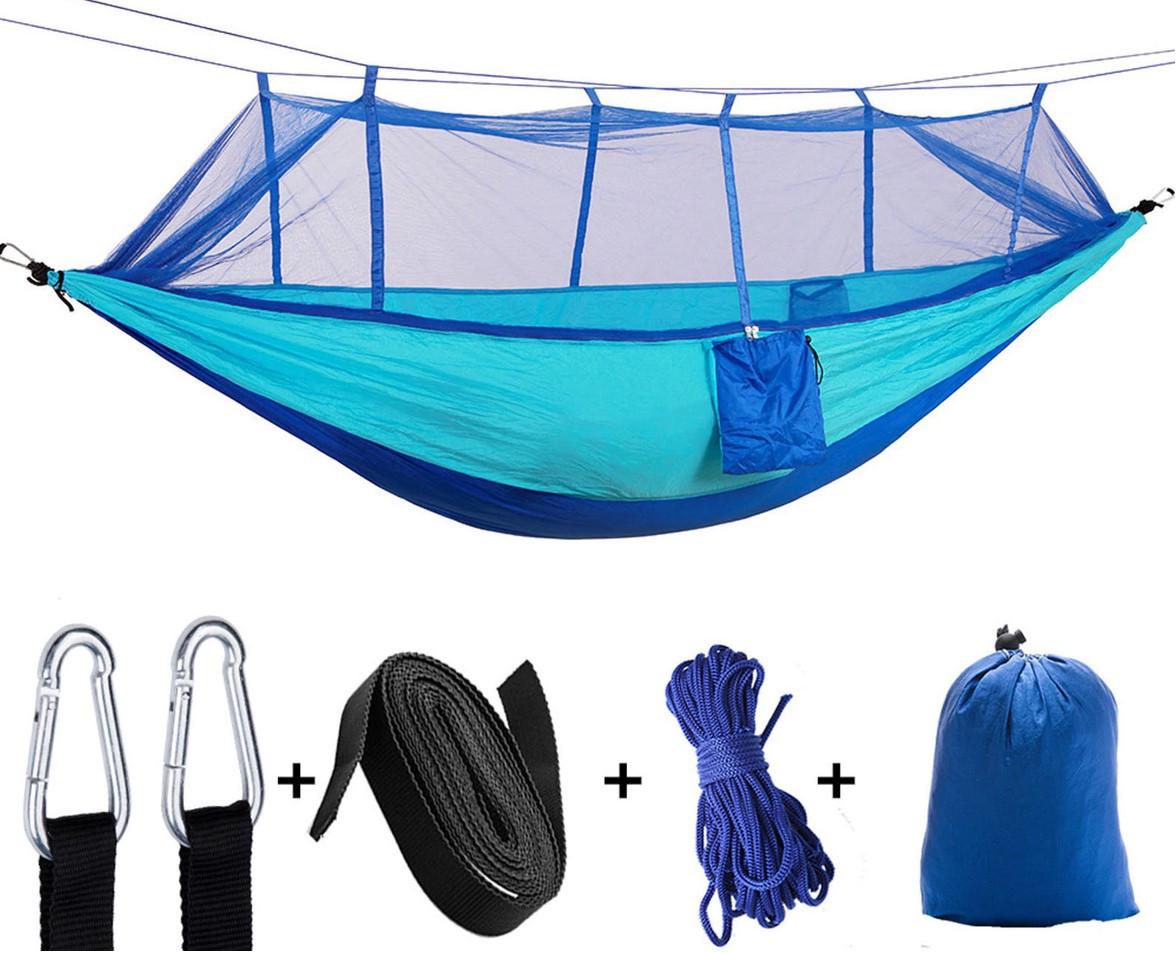 Туристичний гамак UKC Hammock Net з москітною сіткою тканинний Синій (22d48167) - фото 8