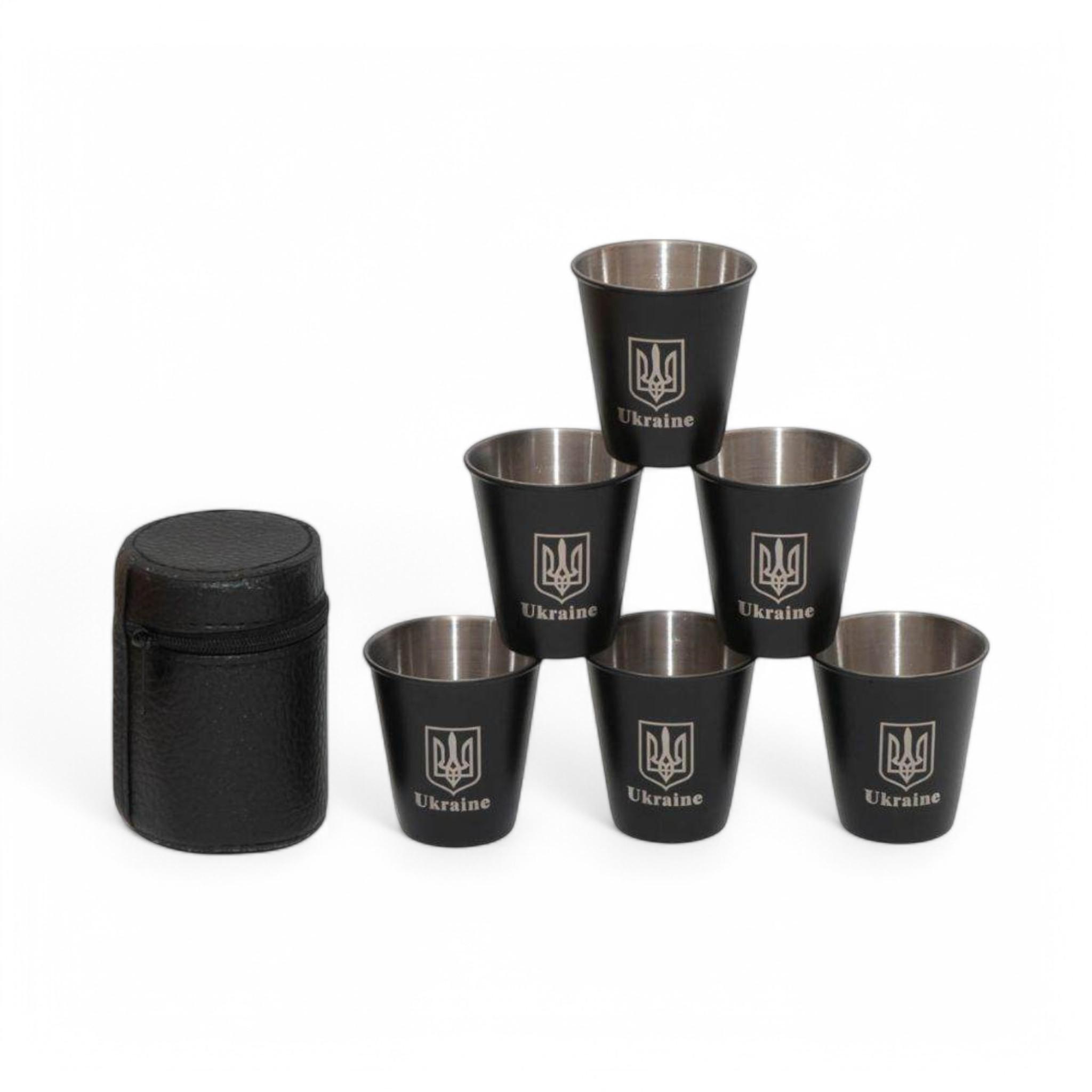 Набор производных стопок Украина из нержавеющей стали в чехле 6 шт. 75 мл (S_ST3-70)
