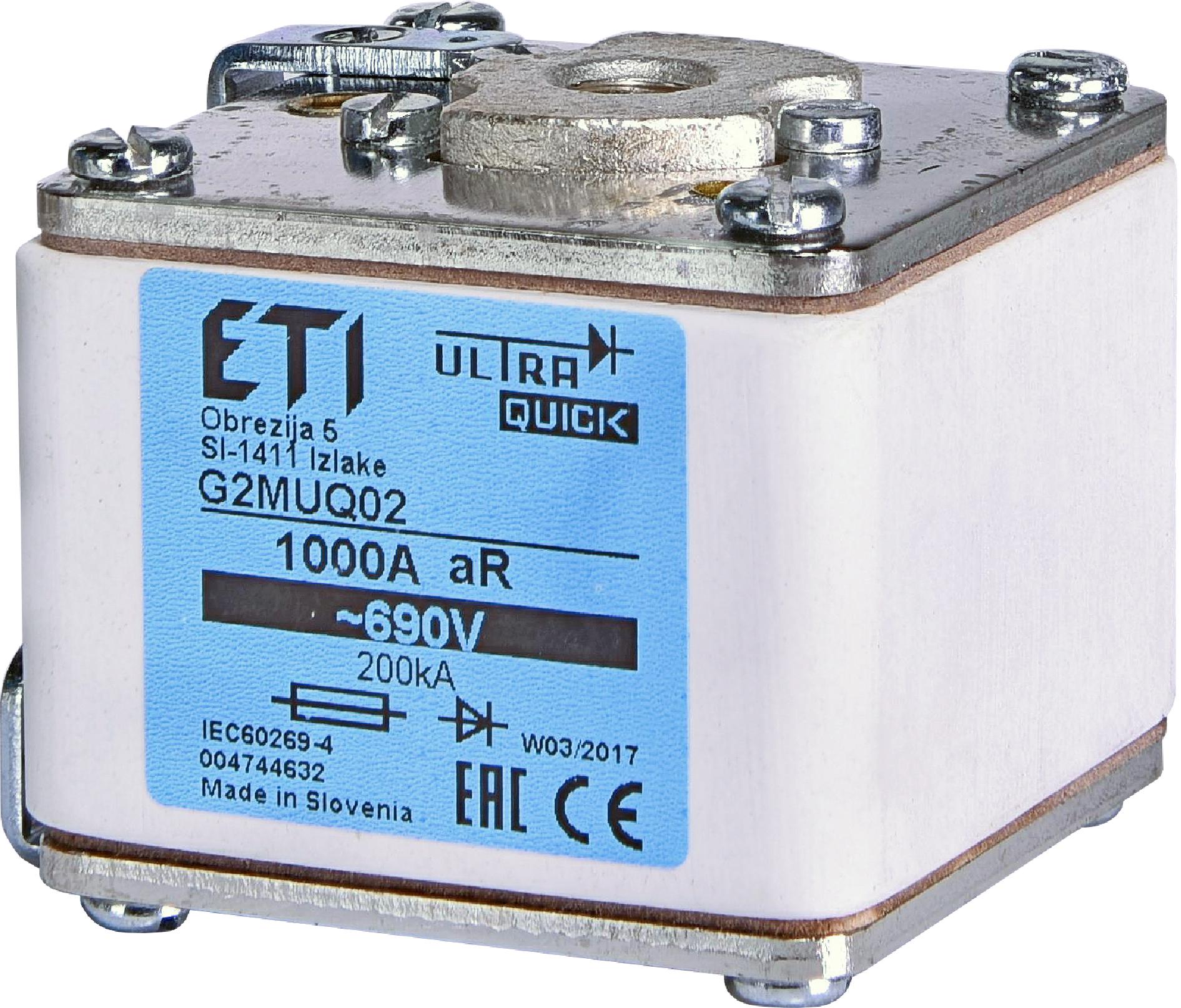 Предохранитель с плавкой вставкой ETI G2MUQ02 1000А aR NH2 690 В (4744632)