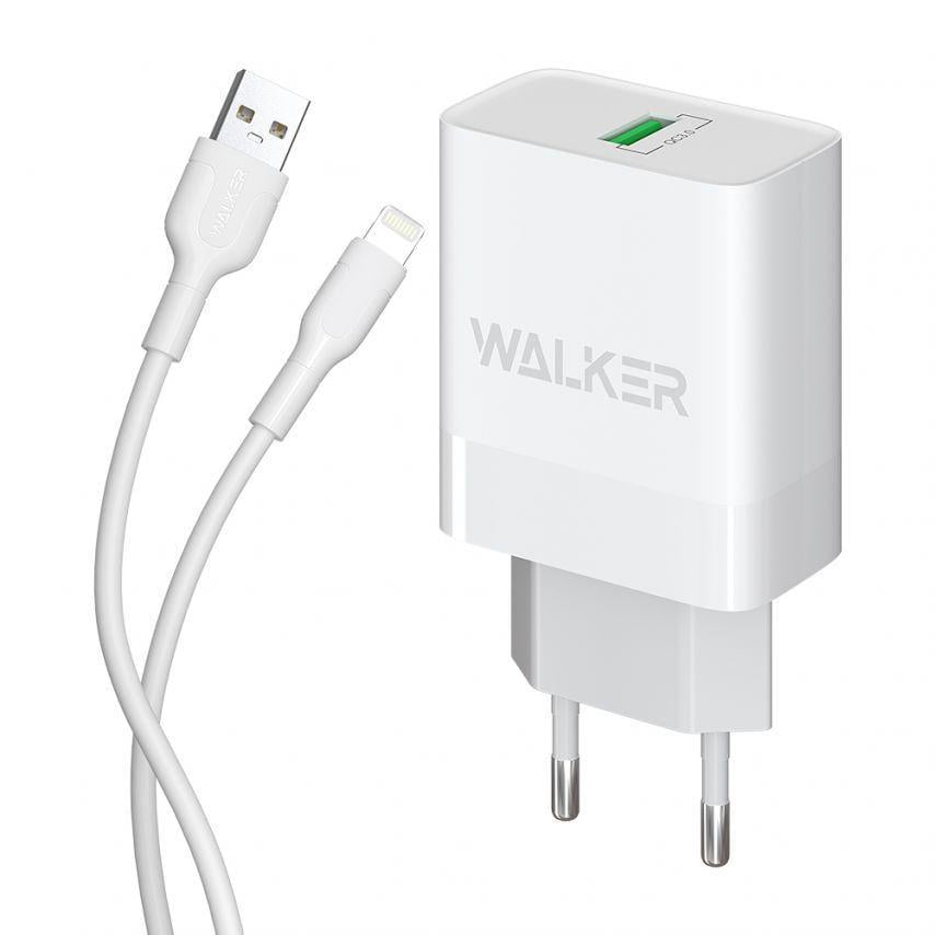 Адаптер Walker 2в1 WH-35 1USB/QC3.0/3A/18 W/Data Cable USB to Lightning White