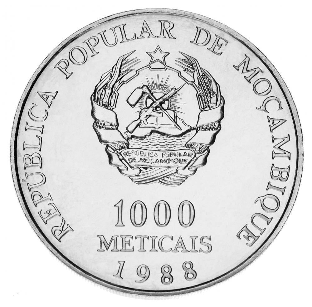 Колекційна монета Мозамбік 1000 метікалів 1988 UNC Візит Папи Іоана Павла ІІ (KM#109)
