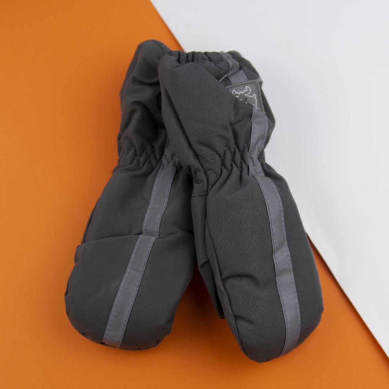 Варежки болоневые лыжные подростковые на резинке Лось 22-12-45 Темно-серый (DR009828