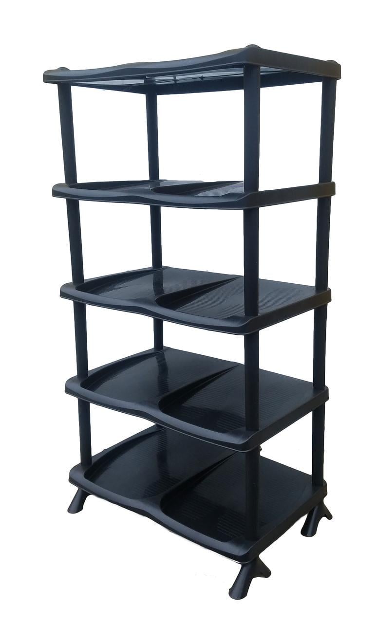 Полочка для обуви пластиковая 5 ярусов 90,5х49х31,5 см Черный (472735-Prob)