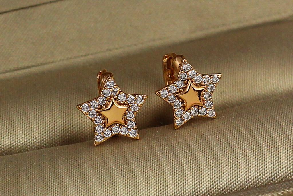 Серьги детские Xuping Jewelry мерцающая звезда 1,1 см Золотистый (2418079695)