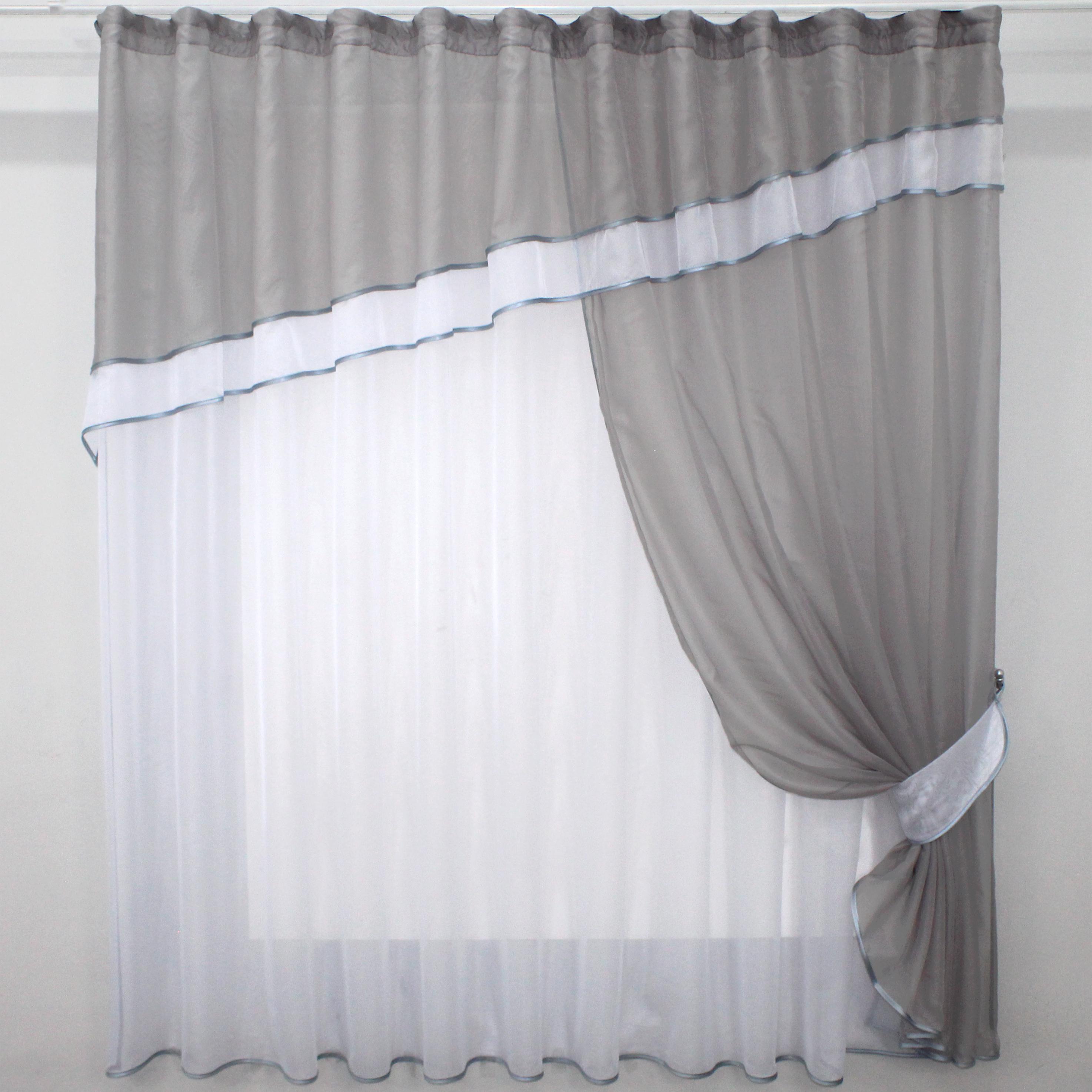 Занавеска кухонная VR-Textil № 018к с ламбрекеном 270х170 см Серый/Белый (50-218) - фото 1 Занавеска кухонная VR-Textil № 018к с ламбрекеном 270х170 см Серый/Белый (50-218) - фото 1