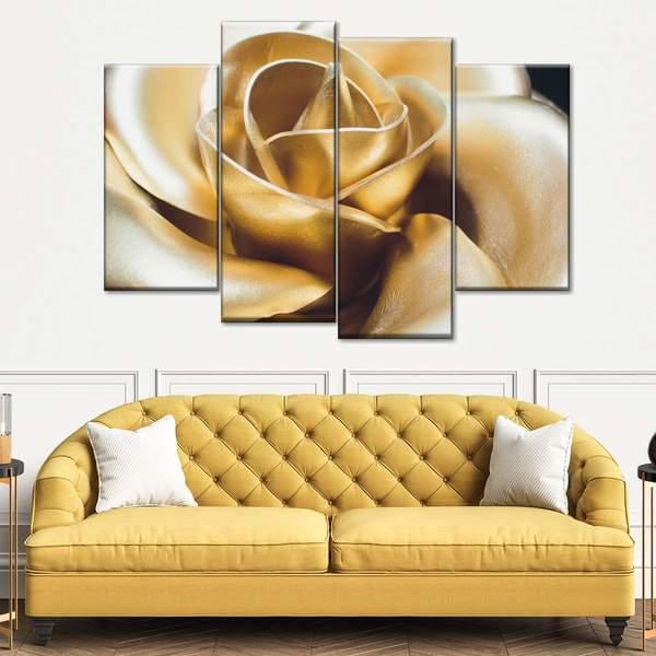 Модульная картина KIL Art Золотая роза крупным планом из четырех частей 129x90 см (M4_L_175)