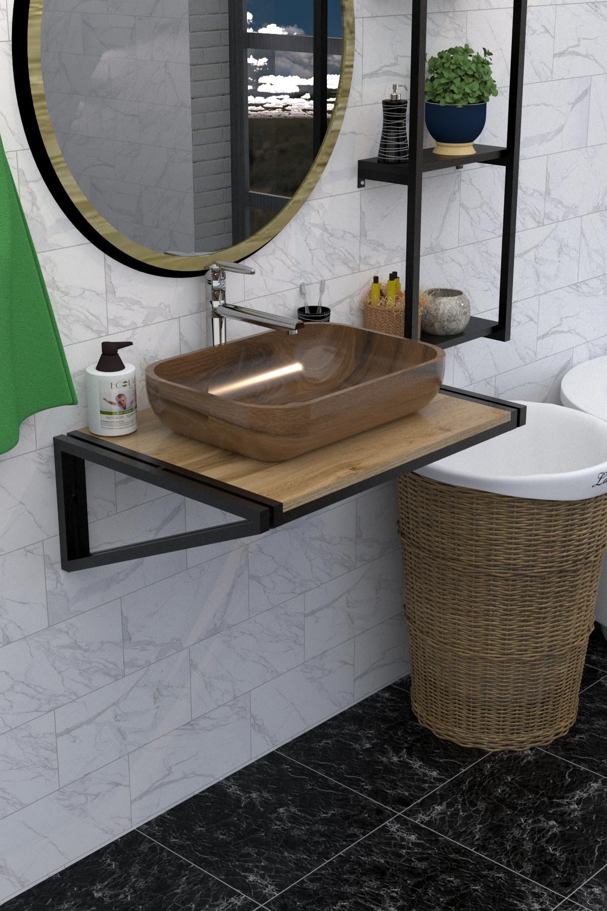 Полиця під умивальник EcoLoft Нейра DSP-1289-1 в стилі лофт Дуб Аппалачі (30775586)
