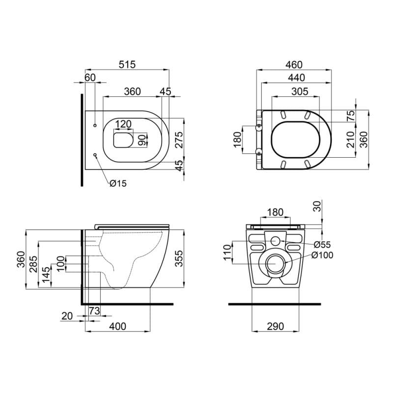 Унитаз подвесной Q-tap Robin QT13332141ERW безободковый с сиденьем с микролифтом (76052) - фото 2