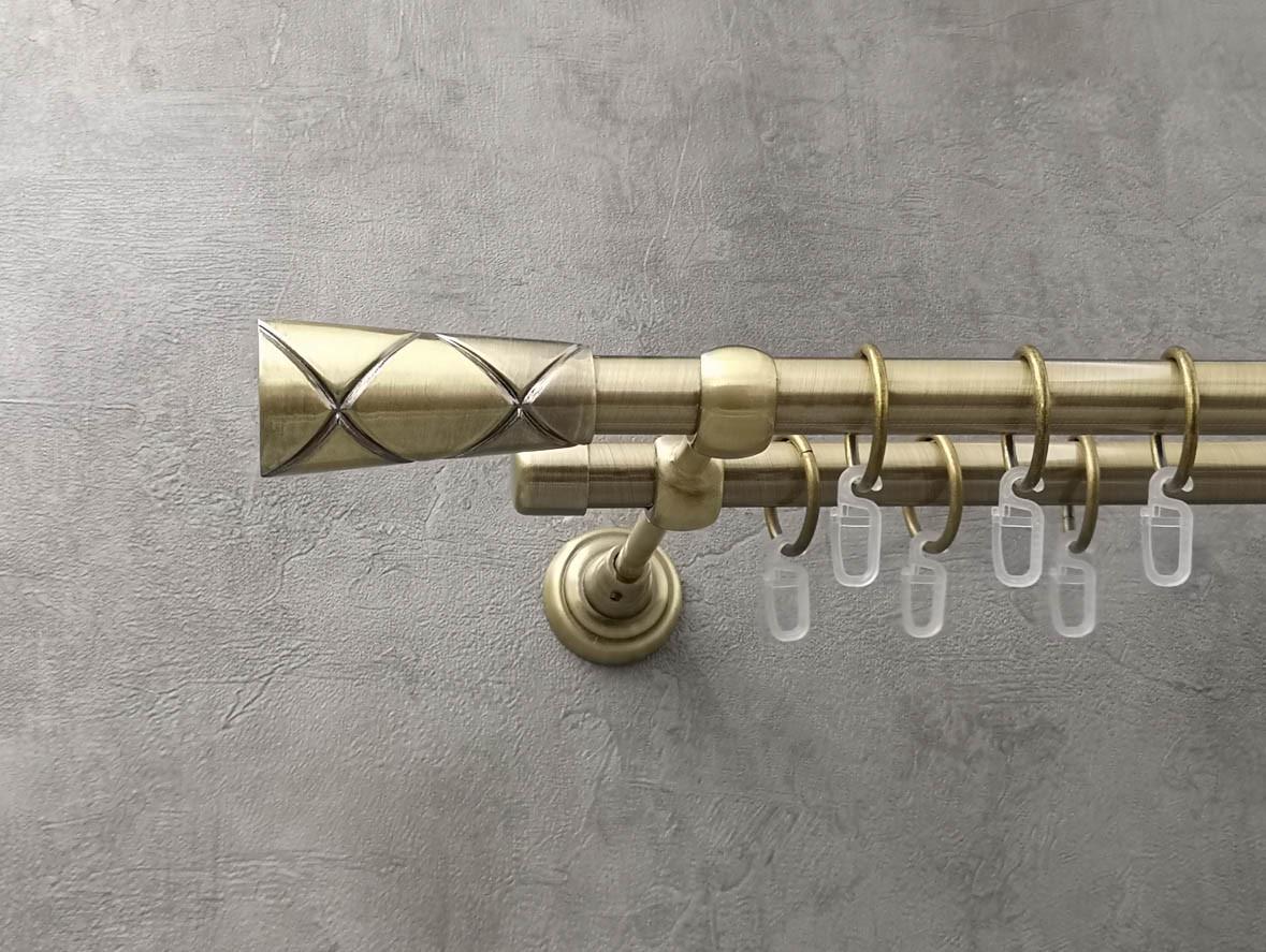 Карниз Quadrum Конус гладкая штанга двойной открытый 19/19 мм 300 см антик (46976167) Карниз Quadrum Конус гладкая штанга двойной открытый 19/19 мм 300 см антик (46976167)