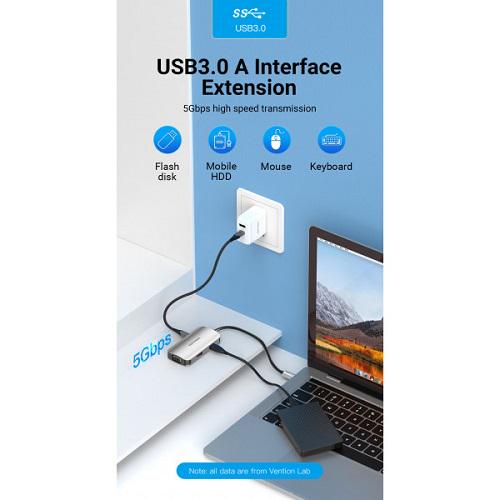 Док-станція Vention TOAHB USB3.1 Type-C-HDMI/VGA/USB 3.0/PD 100W - фото 4