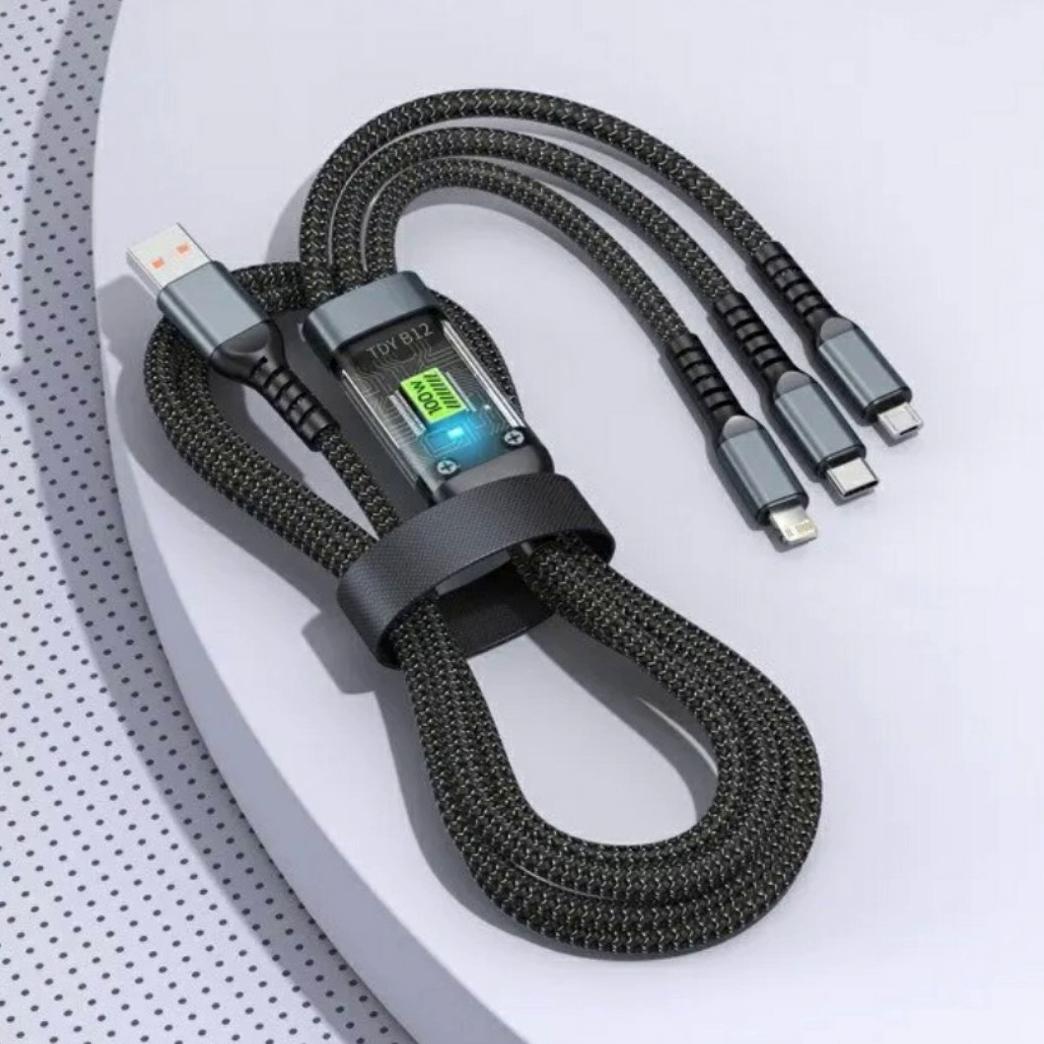 Кабель универсальный 3в1 USB - Lightning/Micro USB/Type-C 3A 1,2 м (230068) - фото 2