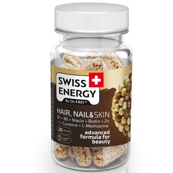 Комплекс для кожи/волос/ногтей Swiss Energy HAIR NAIL & SKIN B1+B6+Niacin+Biotin+Zn+L-Cys+L-Met 30 капс. (000026730)
