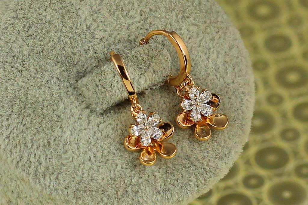 Серьги подвески детские Xuping Jewelry цветочки 2,3 см Золотистый (2420853625)