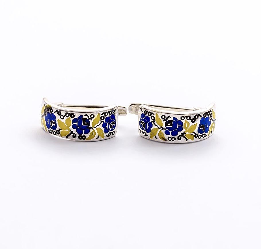 Сережки Maxi Silver 6365 Вишиванка з трояндою (86365)