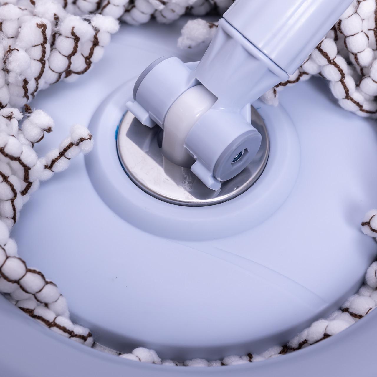 Набор для влажной уборки с круглой телескопической шваброй из микрофибры и ведром с отжимом для дома (A-035241) - фото 4 Набор для влажной уборки с круглой телескопической шваброй из микрофибры и ведром с отжимом для дома (A-035241) - фото 4