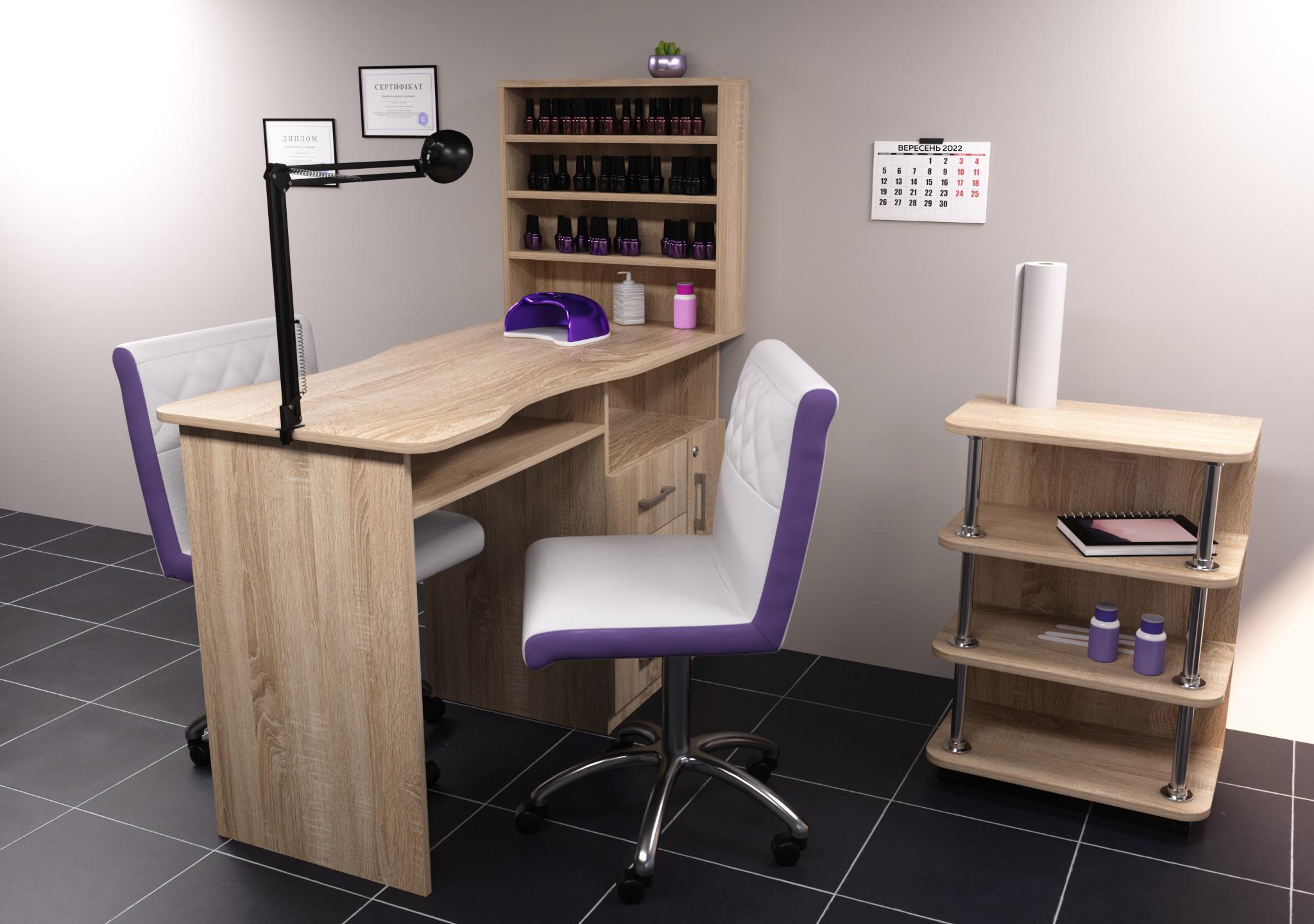 Стол маникюрный СМ-1 1230х550х1264 мм Дуб сонома (12407) - фото 3 Стол маникюрный СМ-1 1230х550х1264 мм Дуб сонома (12407) - фото 3