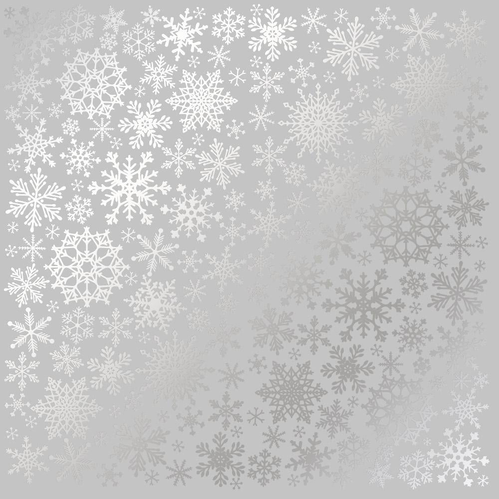 Лист бумаги односторонний Silver Snowflakes с серебряным тиснением 30,5х30,5 см Gray