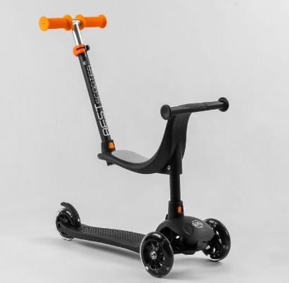 Самокат трехколесный Best Scooter PL-209 PU колеса со светом/сиденья/родительская ручка