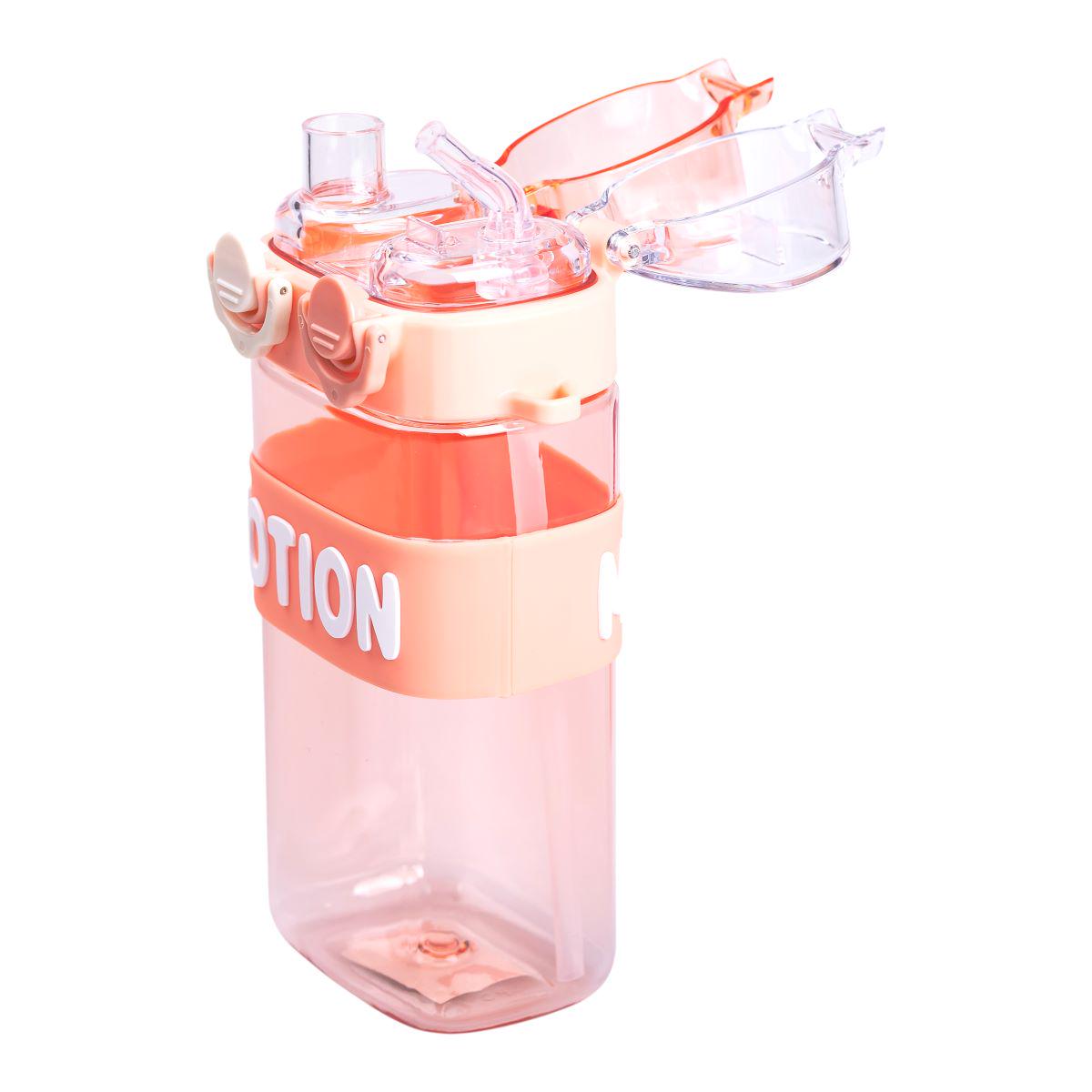 Пляшка для води з трубочкою спортивна пластикова для тренувань 550 мл Рожевий (6780) - фото 7
