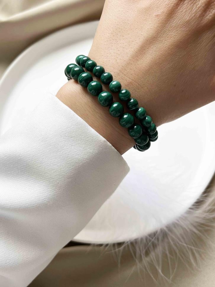 Сет браслетів з натурального малахіту (4827)