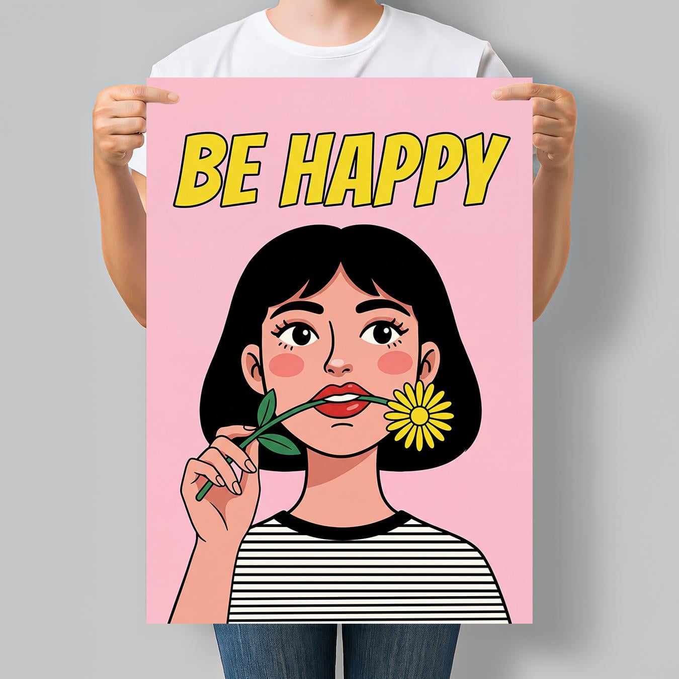 Постер мотивационный Be Happy Будь счастливым 30x42 см A3 без рамки (MOTN009_A3)