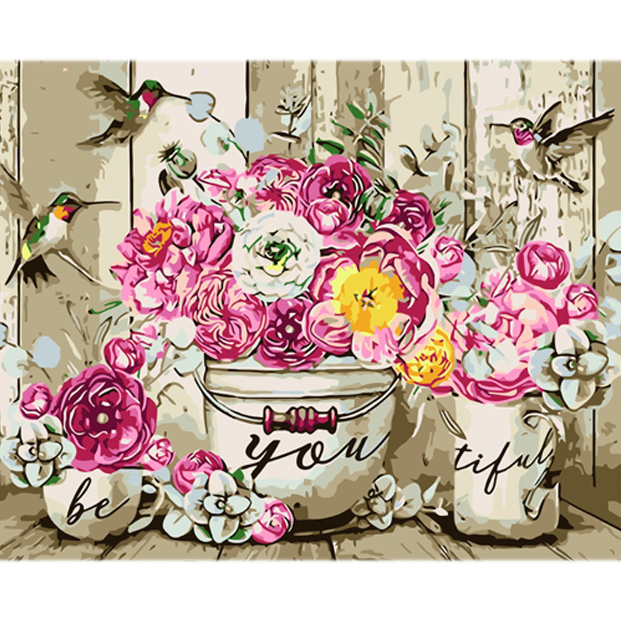 Картина по номерам Strateg Премиум Фиолетовая эстетика цветов с лаком и уровнем 30x40 см (Str-LY67)